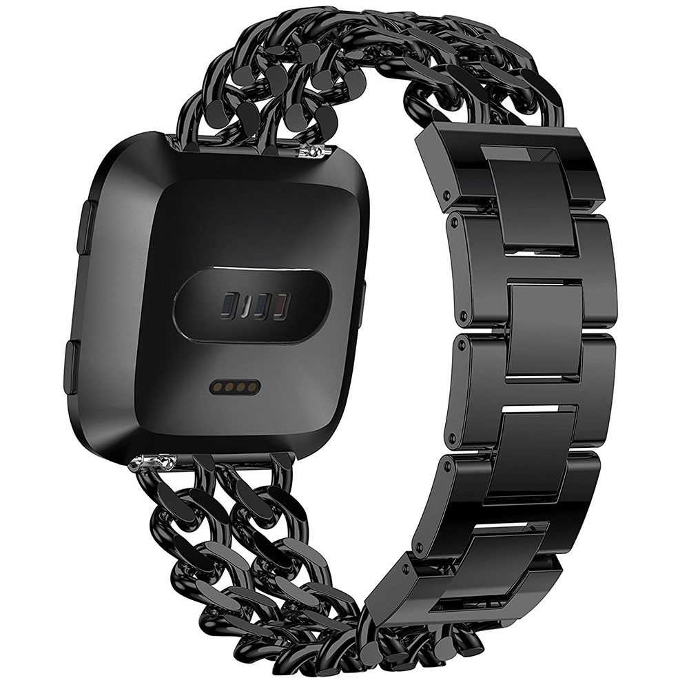 fitbit versa black metal band